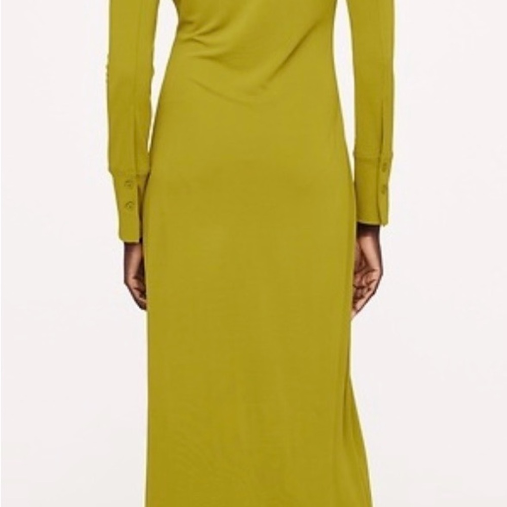NWT Banana Republic Chartreuse Jersey Shirt Dress, Size L - Picture 3 of 5